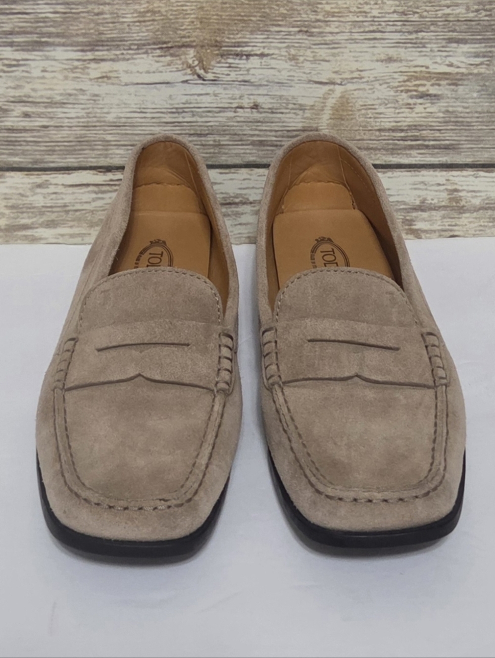 Tod's Gommino Beige Tan Suede Slip On Loafers Flats Shoes Size 40 | 10